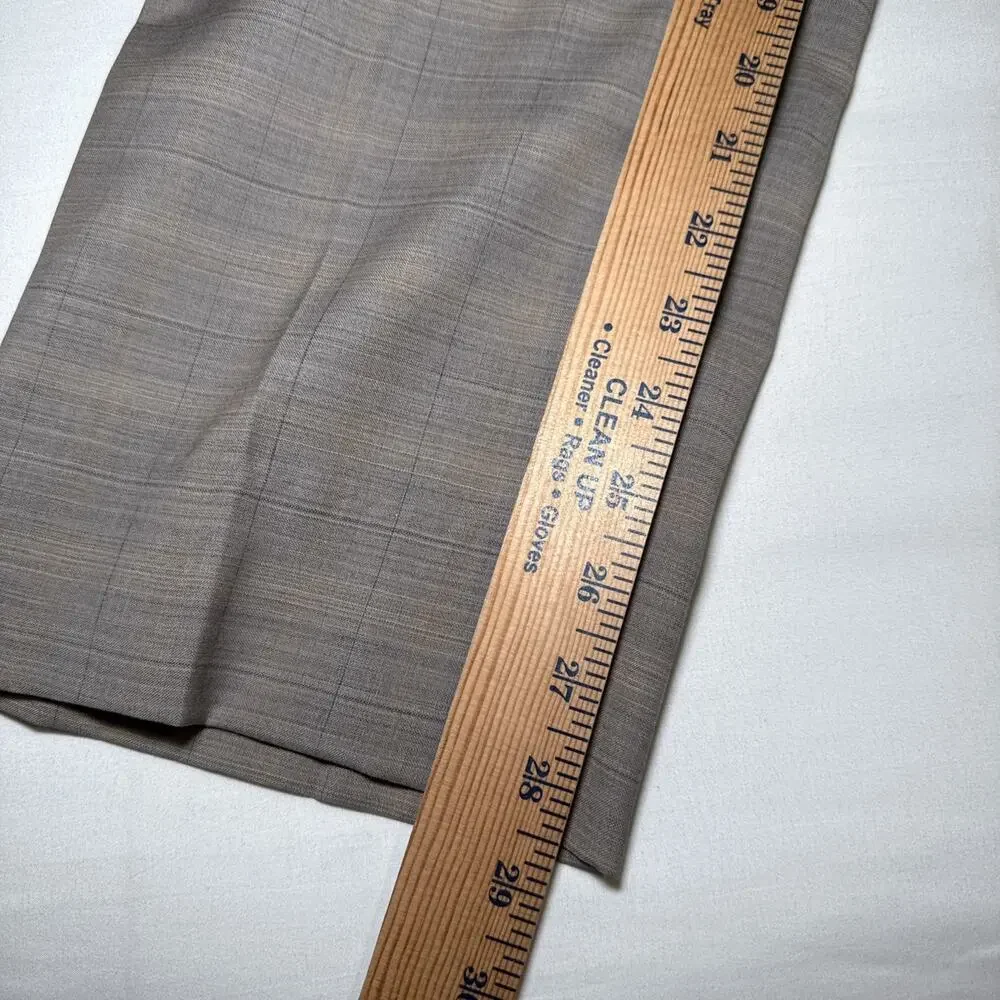 Ballin Pants Mens 36x28.5 Tan Gray Plaid Wool Dress Pants Comfort EZE Canada - Picture 12 of 16